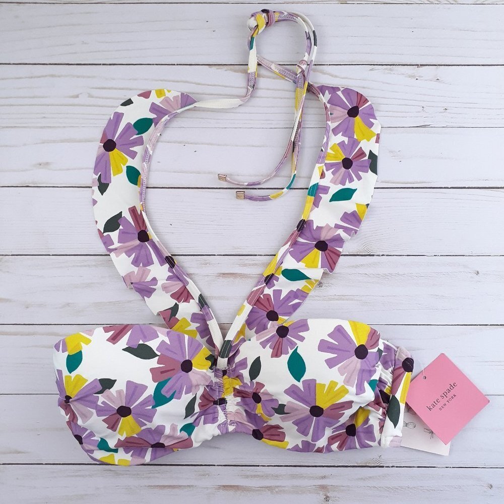 Kate Spade Bikini Swim Top XS Padded Underwire Floral 85A